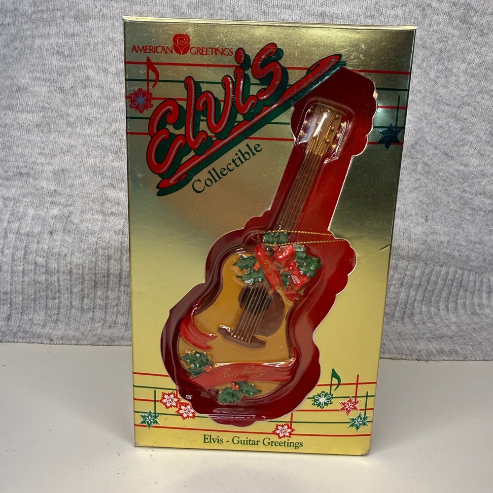 Vintage 1997 Elvis Presley Guitar Greetings Christmas Ornament American Greeting